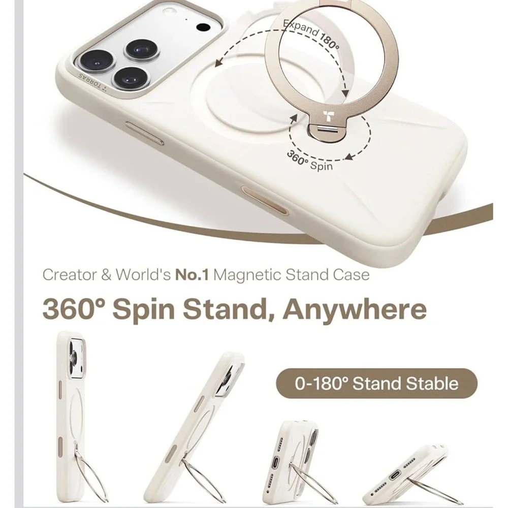 NWT TORRAS Ostand‎ Q3 iPhone 17 Pro Max Case MagSafe 360 Spin Kickstand Beige